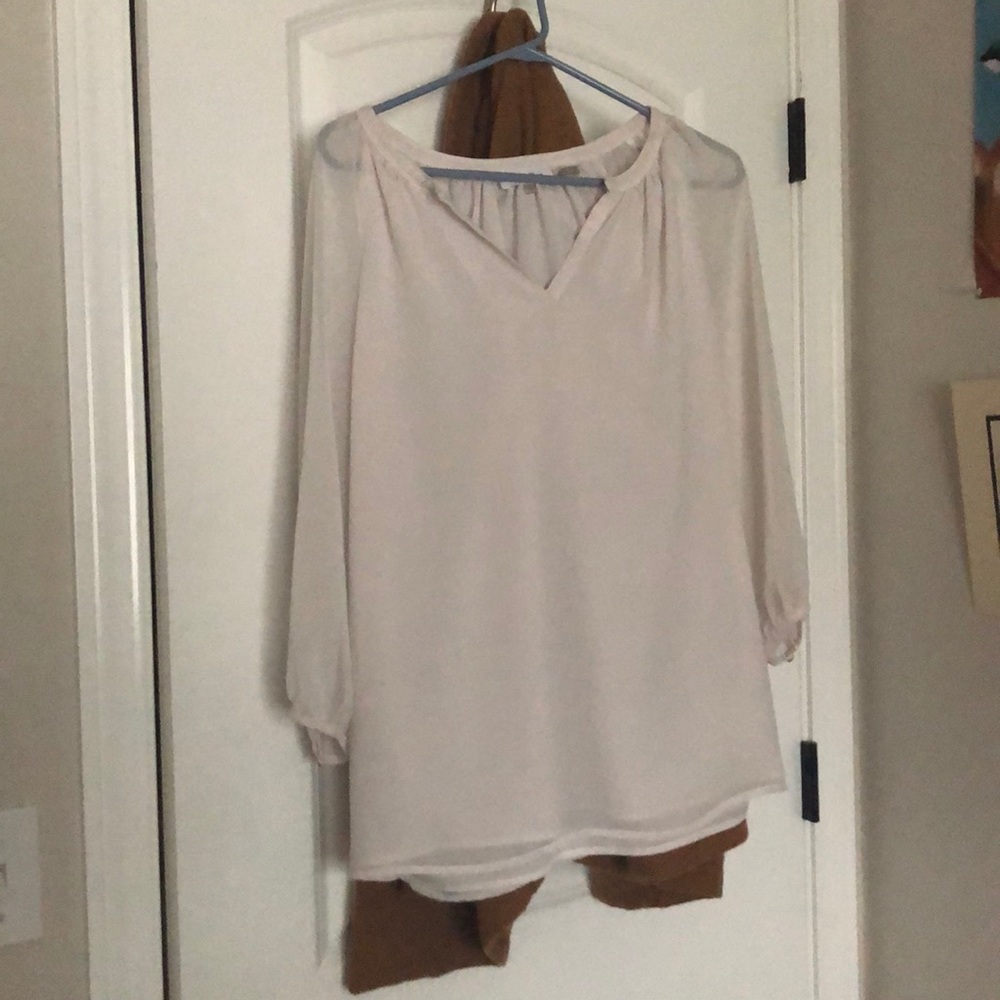 White, sheer, flowy shirt by Calvin Klein